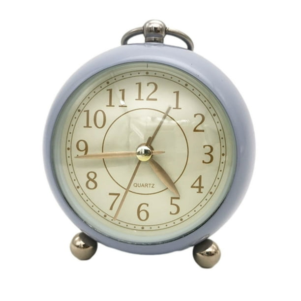 Reloj despertador vintage de metal for mesa, con anilla for colgar de 3,5 pulgadas, estilo sencillo, silencioso, con luz nocturna