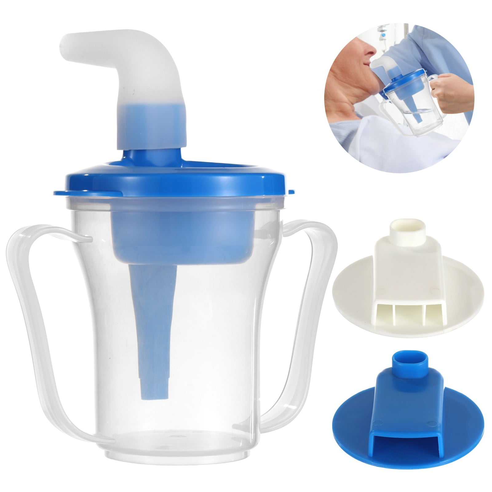 Dysphagia Regulating Drinking Cup, 5cc-15cc Flow Control, Spill-Proof Spout, Dual Handles, Portable Slow Dysphagia Cups for Home Bed Hospital Elderly Patient Senior