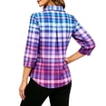 thumbnail image 6 of Edvintorg Shirts for Women Trendy V Neck Lightweight Pullover Top 3/4 Length Sleeve Plaid Blouse Plus Size Women Clothes Multicolor M, 6 of 7