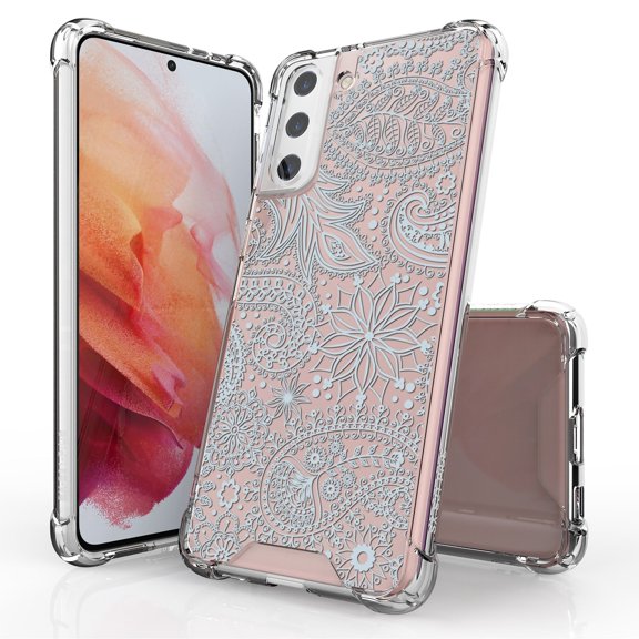 ANJ  Hybrid Slim Hard Back Cover Case Flexible Bumper for Samsung Galaxy S21 Plus - Tribal Paisley
