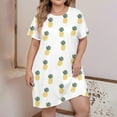 thumbnail image 5 of Women's Lingerie Sleep & Lounge Plus Size Floral Print Short Sleeve Round Neck Midi Night Dress Soft Stretchy Polyester Spandex Fabric Lingerie For Women Size Xl-5Xl, 5 of 6