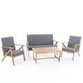 thumbnail image 2 of Patio 4-Piece Conversation Ensemble | Great for Summer Outdoor Socials | Constructed with Acacia and Polyester Cushions | Withstands Outdoor Elements, 2 of 7