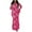 #397-Hot Pink, variant on Women's Knit Mermaid Maxi Dress with Floral Embroidery, Elegant Bell Sleeve Evening Gown
