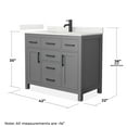 thumbnail image 4 of Beckett 42" Dark Gray Single Vanity & Giotto Quartz Top (1-Hole) & Black Trim, 4 of 5