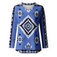 thumbnail image 4 of PNTUTB Women's Ethnic-Print V-Neck Long Sleeve Pullover Loose Fit Comfortable Casual Top, 4 of 5