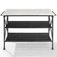 thumbnail image 3 of Pemberly Row Metal/Faux Marble Top Kitchen Island in Matte Black, 3 of 8