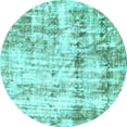 thumbnail image 1 of Ahgly Company Indoor Round Abstract Turquoise Blue Modern Area Rugs, 5' Round, 1 of 4