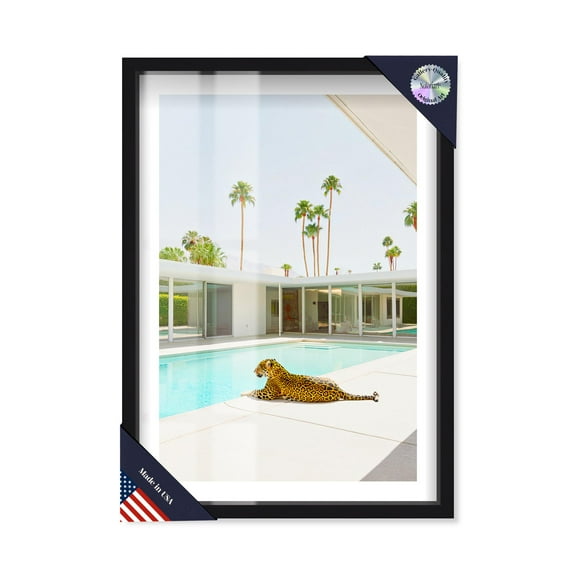 Poolside Predator Shadowbox Print Coastal Art Prints by Notoriart, Black Frame, 11 x 16
