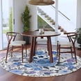 thumbnail image 3 of Round Rugs 5 Ft, Boho Blue Flower Non Slip Area Rugs for Kitchen Bedroom Entryway, Spring Watercolor Country Floral Plant Washable Carpet Runner Rug Floor Mats for Bedroom Home Decor, 3 of 8