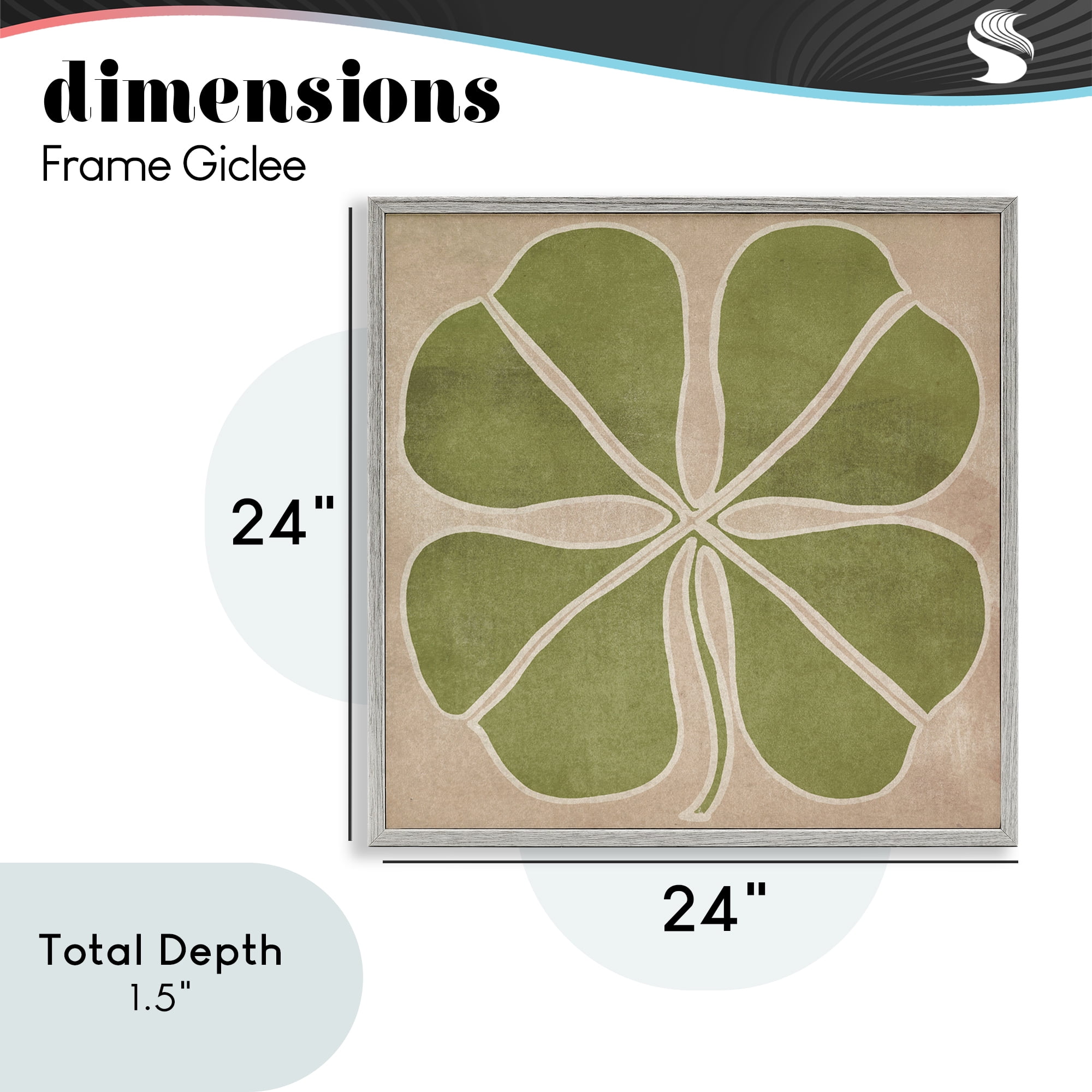 Neutral Symmetrical Clover Gray Framed Giclee Art, design by June Erica Vess