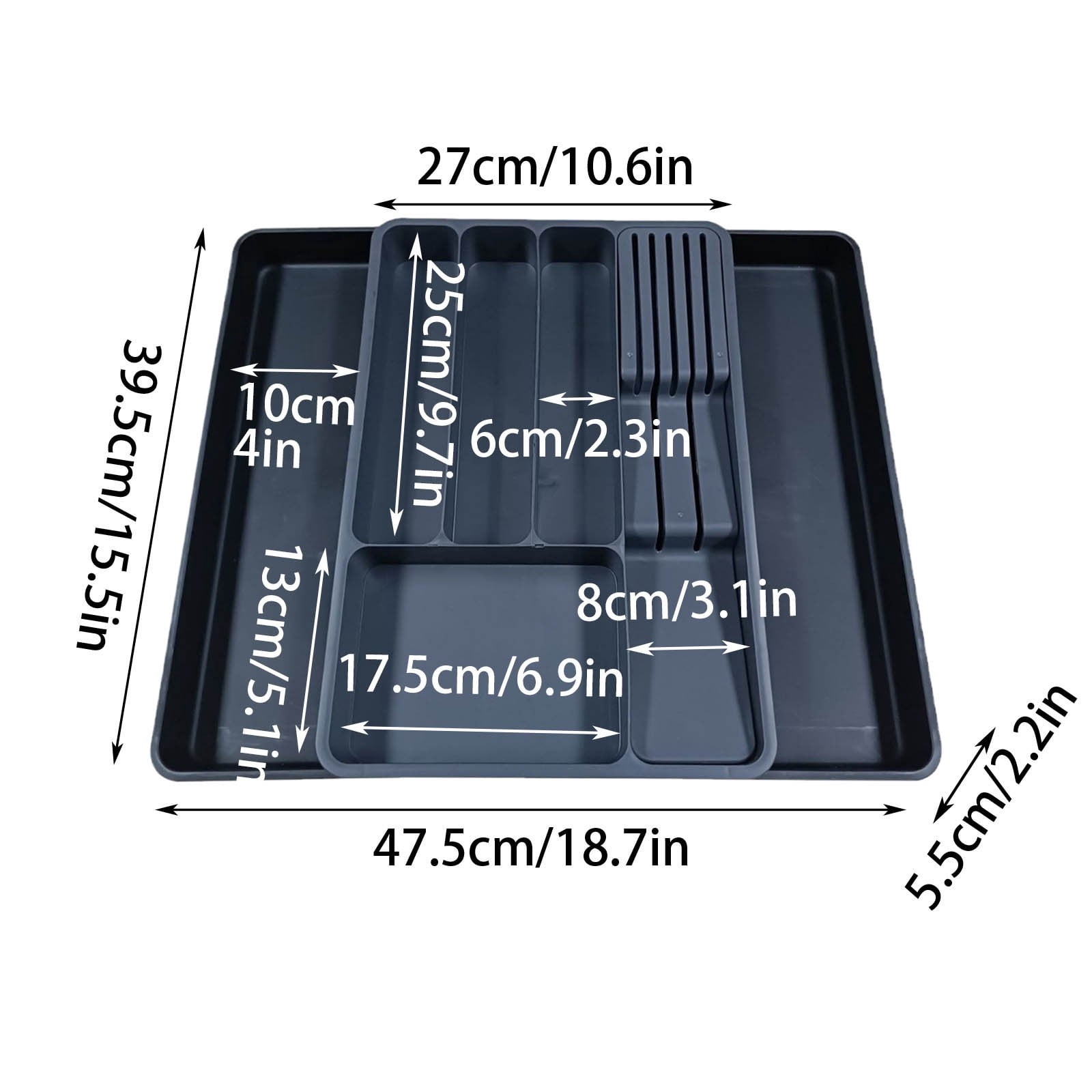 Adjustable Cutlery Drawer Organizer, Expandable Kitchen Utensil Storage Rack, Plastic Material, Fits Any Drawer Size, Easy to Clean