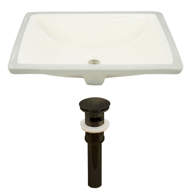 20.75-in. W CSA Rectangle Bathroom Undermount Sink Set In Biscuit - Oil Rubbed Bronze Hardware - Overflow Drain Incl. AI-24899