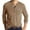 Khaki #24, variant on Dresfit Henley Shirts Mens Long Sleeve V Neck Business Shirt with Chest Pocket Spring 2026 Knit Collarless Work T-Shirt Breathable Button Up Tops Light Gray L