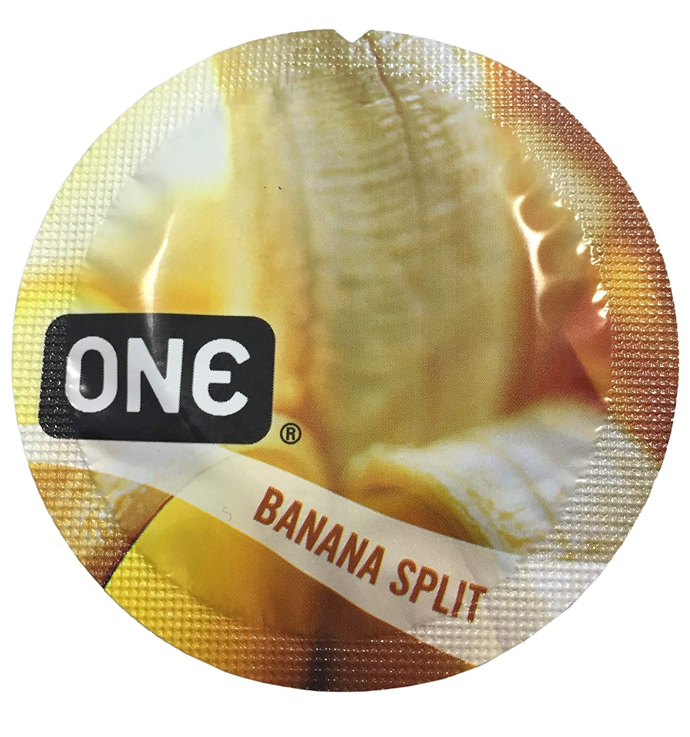 ONE Banana Split + Brass Lunamax Pocket Case, Premium Flavored Lubricated Latex Condoms 24 Count