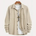 thumbnail image 4 of GrmtClth Mens Corduroy Jacket Casual Oversized Button Down Shackets Lightweight Long Sleeve Jacket with Flap Pockets Beige XL, 4 of 7