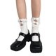 thumbnail image 1 of Calcetines japoneses de estilo Lolita con volantes y volantes para mujer, medias de tubo medio de algodón acanaladas para estudiantes, Harajuku ahuecadas, estilo Kawaii, con lazo,, 1 of 5