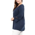 thumbnail image 4 of Unique Bargains Juniors' Plus Size Crochet Panel Kimono Raglan Sleeves Ruched Front Top Blue 2X, 4 of 8