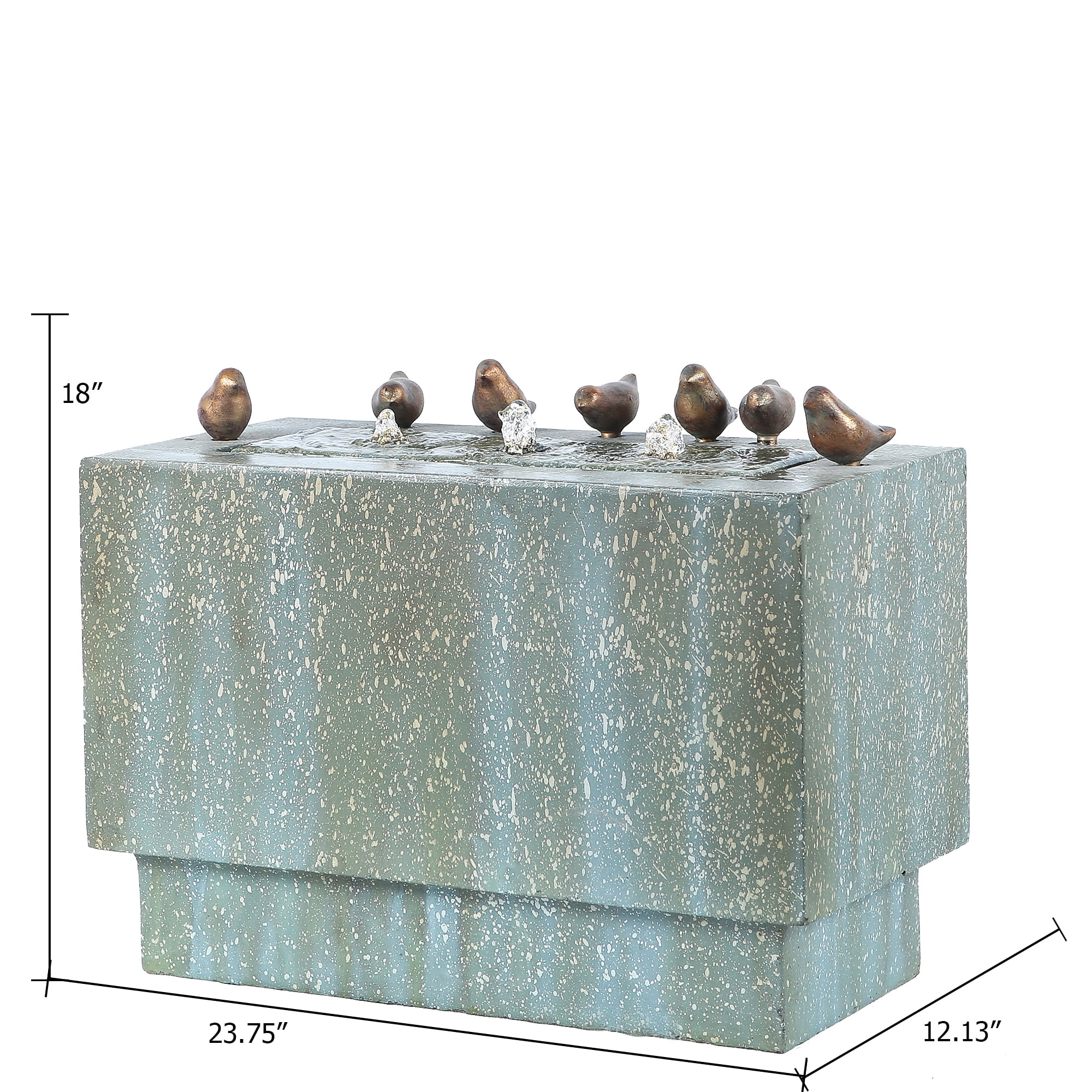 LuxenHome 24 Inch Outdoor Water Fountain, Resin Stone and Patina Rectangular Water Fountains Outdoor and Indoor with LED Lights