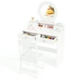 thumbnail image 1 of Gymax Kids Vanity Set Desk & Chair Set w/ Mirror Open Shelf & 4 Storage Drawers White, 1 of 10