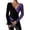 Purple, variant on Women's Color-Block V-Neck Knit Top, Long Sleeve Ribbed Sweater, Elegant Asymmetrical Contrast Wrap Shirt, Slim Fit Modern Pullover