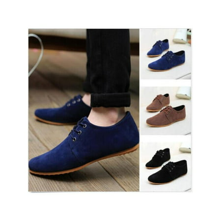 Men Fashion Casual Suede Sneakers Soft Lace Up Moccasin Loafers Sport