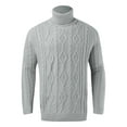 thumbnail image 5 of Sweaters for Men - Fall Winter Fashion Solid Color High Neck Jacquard Soft Warm Sweater Jacket, Thick Knit Design, Cold Weather Wear, Cozy Fabric, Men's Clothing, 5 of 8