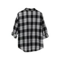 thumbnail image 4 of Womens Plaid Shirt, Yigetop Spring and Autumn Women's Checkered Shirt New Retro Style Loose Long Sleeved Shirt Coat. Plaid Womens Shirt Dark Gray XL, 4 of 9