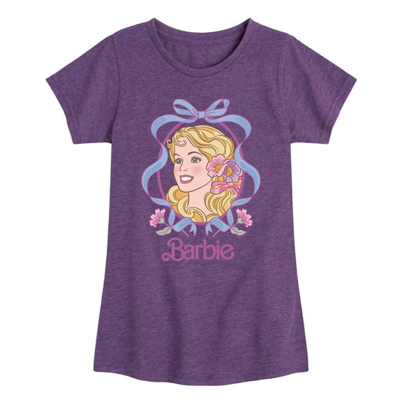 Barbie - Portrait Floral Bow - Youth Girls Short Sleeve T-Shirt