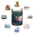thumbnail image 4 of Balery Whimsical Axolotl Fantasy Cesta de ropa redonda con asas, impermeable, independiente, para ropa, juguetes, dormitorio y familia-Medium, 4 of 6
