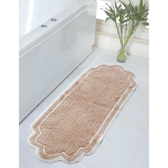 Home Weavers Allure Collection Bathroom Rug 100% Cotton Tufted Bathroom Rug, Soft and Absorbent Bath Rugs, Non-Slip Bath Rug, Machine Wash Dry Bath Mats for Bathroom Floor- 21"x54" Runner, Linen