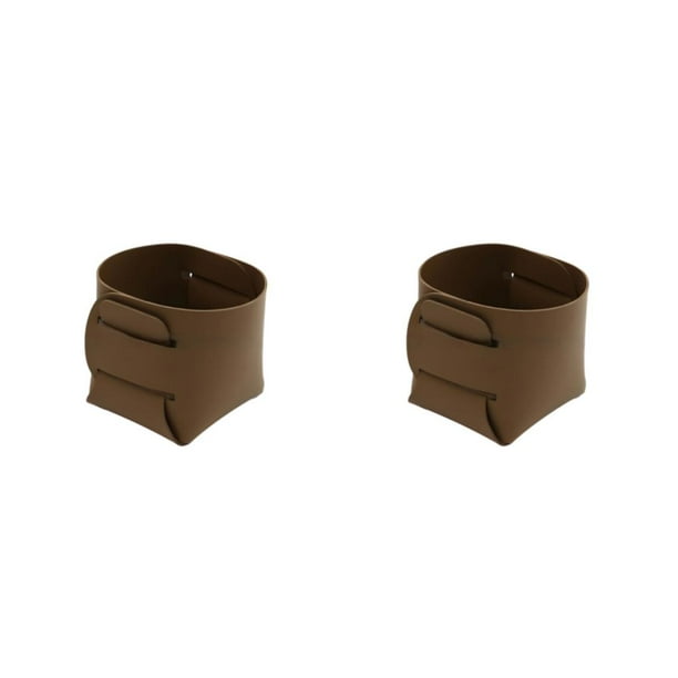 Bewildely DIY holder easy to carry desktop office box DIY minimalist storage ins leather storage desktop box Nordic holder pen marrón 9*9*10 CM 2piezas