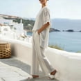 thumbnail image 5 of VBVC Women's Striped Batwing Sleeve 2 Piece Set , Beach Vacation Outfit For Women , Ladies' Wide Leg Pants Tracksuit with Pockets,White,S-5XL, 5 of 5
