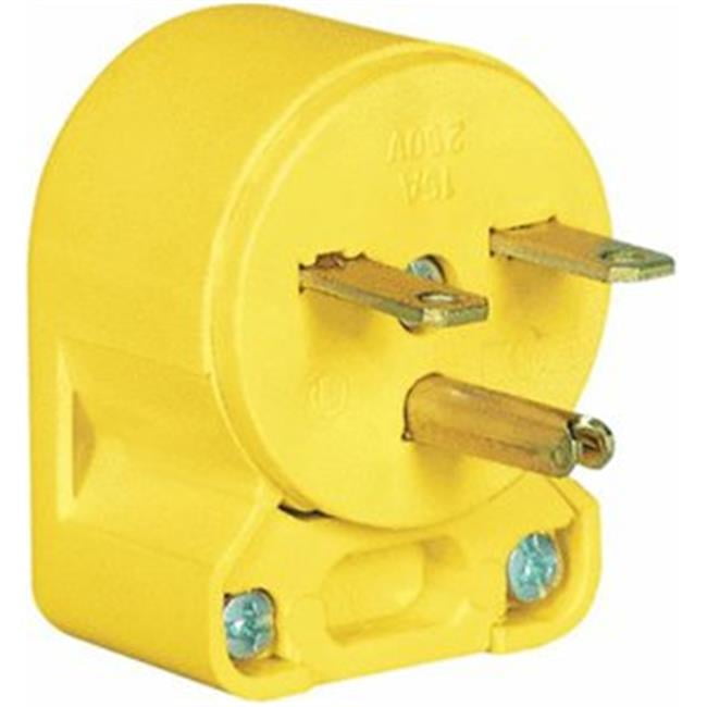 Cooper Wiring 4866AN-BOX 15A 250V Plug Angle Vinyl Straight, Yellow