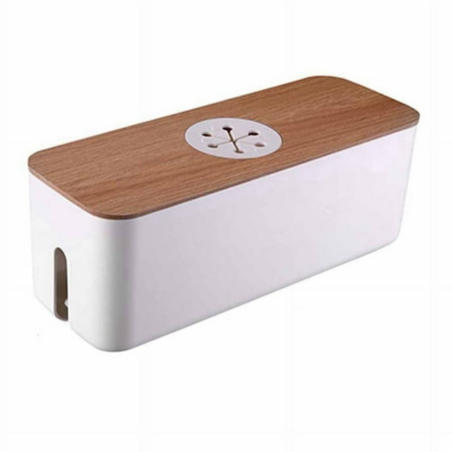 Caja de almacenamiento de cables Cable de carga de escritorio Cable de datos Dispositivo de almacenamiento Enchufe Dispositivo de gestión de cables Blanco