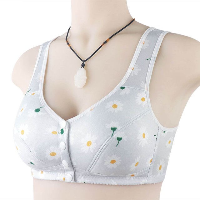 WILLBEST Brasier De Algodon Ropa Interior Sexy Informal Con Estampados Y Hebilla Frontal Para Mujer, Sin Aros, De Encaje, Talla Grande