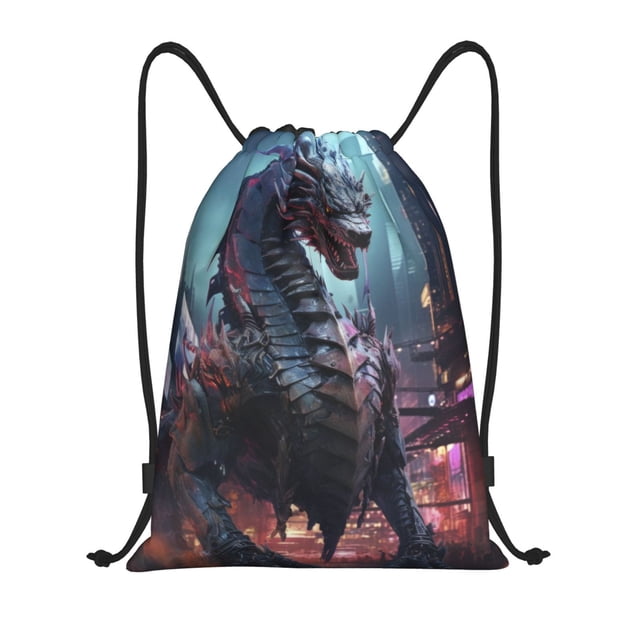 Lukts Urban Mechanical Dragon Pattern Drawstring Backpack Bag Sport Gym Sackpack,String Backpack Sport Bag Sack,Cinch Tote Gym Backpack-Medium