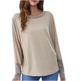 thumbnail image 1 of Moda mujer casual manga larga cuello redondo patchwork señoras tops sudaderas Fridja FKASFK2335, 1 of 6