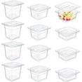 thumbnail image 1 of HLONK 12pcs Clear Food Pans with Lids Salad Bar Containers Plastic Pan Salad Bar Containers Commercial Food Storage Transparent Hotel Pans for Vegetables Fruits Beans Corns 2.5‘‘ 4‘‘ 6‘‘, 1 of 4