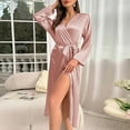thumbnail image 2 of GHSOHS Robes for Women Sleeping Pullover House Coats for Women with Pockets Large Women's Nightgown Sexy Elastic Tine Bathrobe Solid Color Home Furnishing Women's Pajamas Sleepwear Sleepshirt Robe, 2 of 6