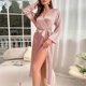 thumbnail image 2 of Gibobby Bata de seda para mujer Camisón grande para mujer, albornoz elástico Sexy con púas, pijamas para mujer de muebles para el de Color sólido(Rosa,M), 2 of 5