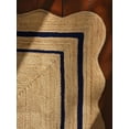 thumbnail image 3 of 2x8 Ft Navy Blue Border Premium Scalloped Jute Rug, Handcrafted Natural Braided Carpet for Living Room, Bedroom, Entryway, Hallway etc., 3 of 4