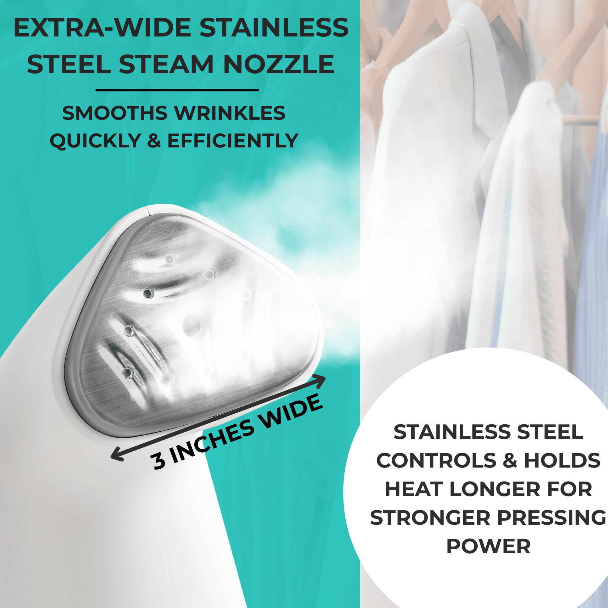 True & Tidy  Portable Vertical Fabric Steamer for Home and Travel, White