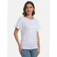 thumbnail image 3 of Women's Short Sleeve Boat Neck Top - Dolman Style with Side Shirring & Drape Detail, 3 of 6