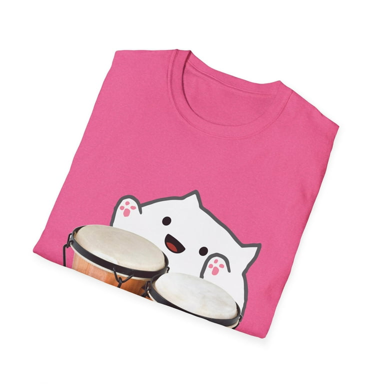 Funny Bongo Cat Cute Musical Instrument Kitten Meme Cartoon Unisex Softstyle T Shirt Walmart