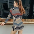 thumbnail image 5 of Floral Wavy Striped Pattern Women's Long Sleeve Bodycon Dress Soft Stretchy For Everyday Wear And Special Occasions, 5 of 6