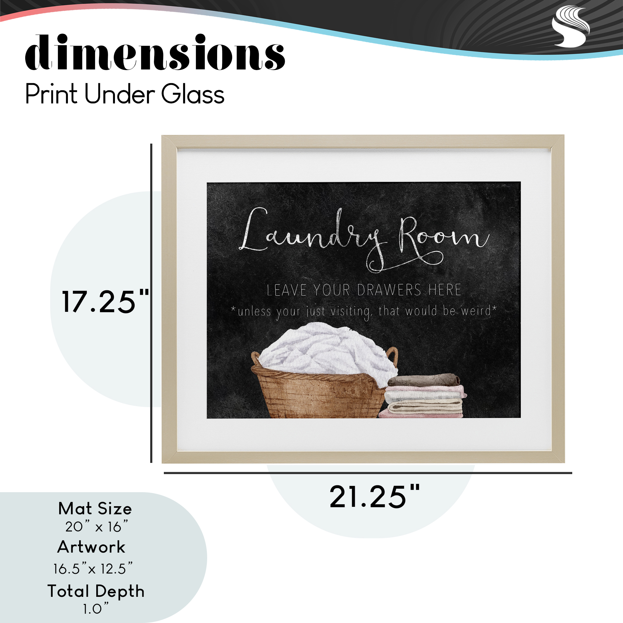 Leave Your Drawers Laundry Birch Framed Print Under Glass, design by Kim Allen