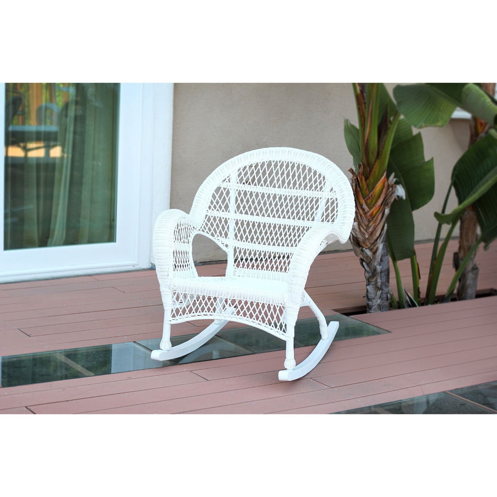 4-Piece White Wicker Outdoor Furniture Patio Rocker Chair Set - Walmart
