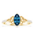 thumbnail image 4 of Rosec Jewels London Blue Topaz Marquise Engagement Ring with Celtic Knot - Blue Topaz Diamond Ring (0.7 Carat, AAA Quality), 10K Yellow Gold, US 8.50, 4 of 8