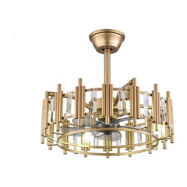 20" Gold Farmhouse Ceiling Fan with LED Light and Remote Control