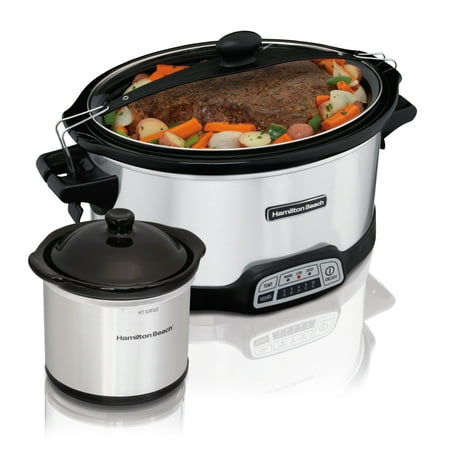 Hamilton Beach 7 Quart Programmable Slow Cooker with Party Dipper, Stainless Steel, 33477F